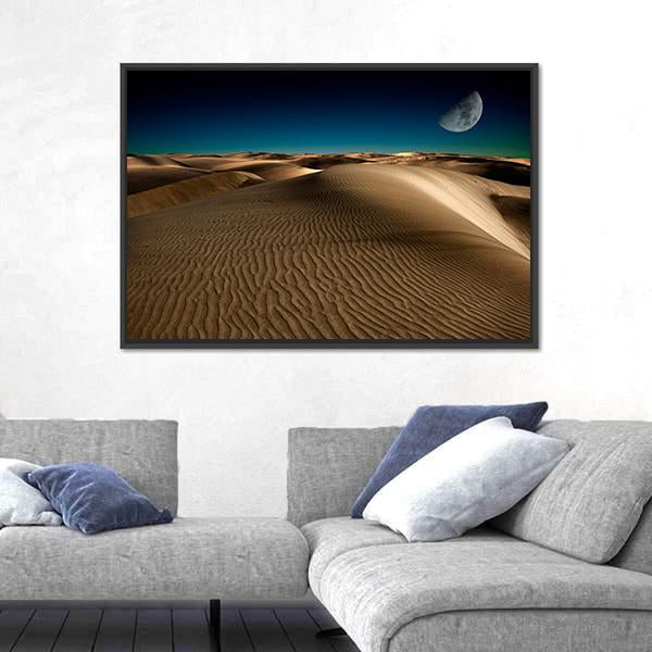 Night In Desert Sand Dune Canvas Wall Art-5 Horizontal-Gallery Wrap-22" x 12"-Tiaracle