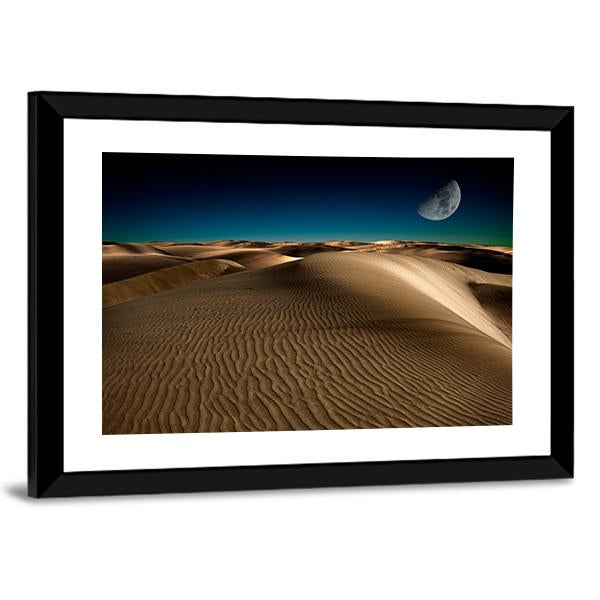 Night In Desert Sand Dune Canvas Wall Art-5 Horizontal-Gallery Wrap-22" x 12"-Tiaracle