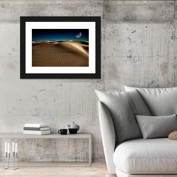Night In Desert Sand Dune Canvas Wall Art-5 Horizontal-Gallery Wrap-22" x 12"-Tiaracle