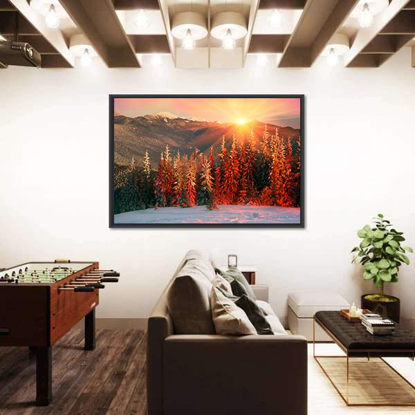 Night In Ukrainian Carpathians Canvas Wall Art-5 Horizontal-Gallery Wrap-22" x 12"-Tiaracle