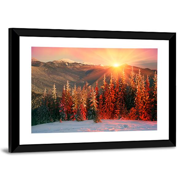 Night In Ukrainian Carpathians Canvas Wall Art-5 Horizontal-Gallery Wrap-22" x 12"-Tiaracle