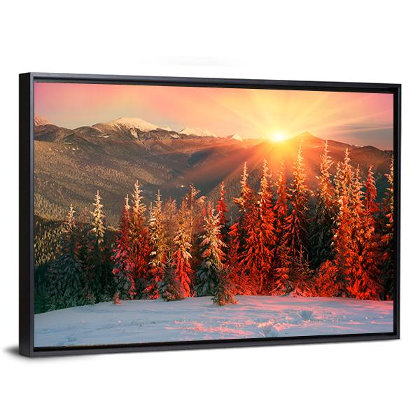 Night In Ukrainian Carpathians Canvas Wall Art-5 Horizontal-Gallery Wrap-22" x 12"-Tiaracle