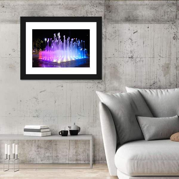 Night Musical Fountains Canvas Wall Art-5 Horizontal-Gallery Wrap-22" x 12"-Tiaracle
