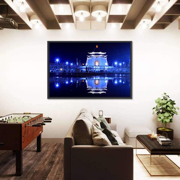 Night View Of Chiang Kai Shek Memorial Canvas Wall Art-5 Horizontal-Gallery Wrap-22" x 12"-Tiaracle