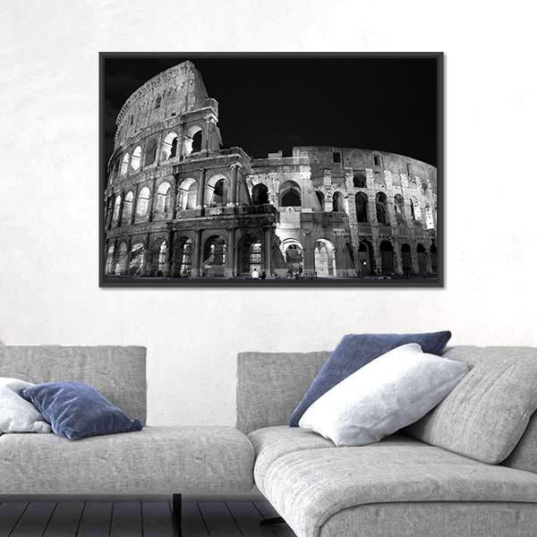 Night View Of Colosseum Canvas Wall Art-5 Horizontal-Gallery Wrap-22" x 12"-Tiaracle