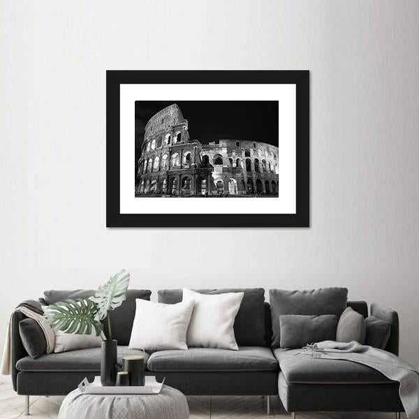 Night View Of Colosseum Canvas Wall Art-5 Horizontal-Gallery Wrap-22" x 12"-Tiaracle
