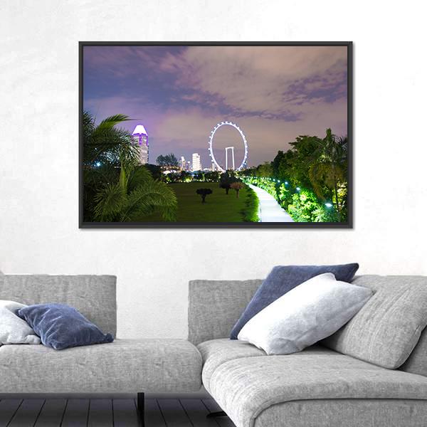 Night View Of Garden Singapore Canvas Wall Art-5 Horizontal-Gallery Wrap-22" x 12"-Tiaracle