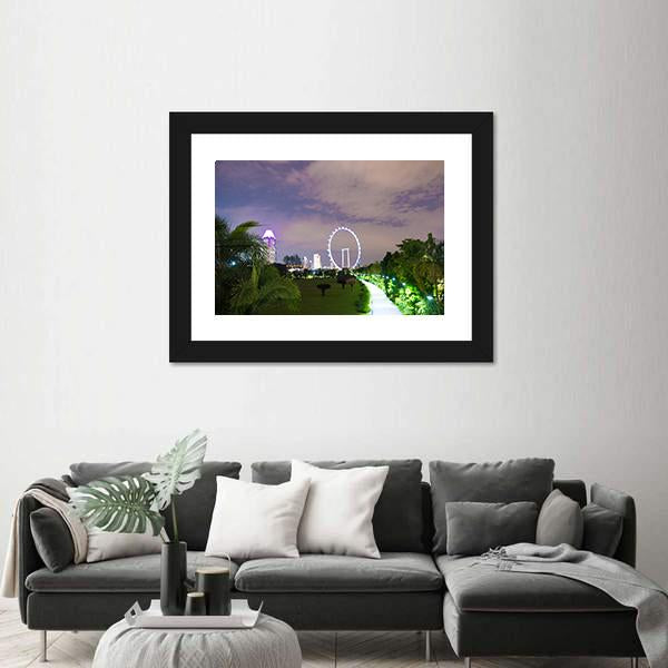 Night View Of Garden Singapore Canvas Wall Art-5 Horizontal-Gallery Wrap-22" x 12"-Tiaracle