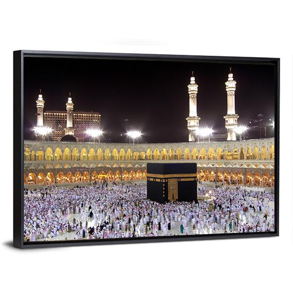 Night View Of Holy Kaaba Canvas Wall Art-3 Horizontal-Gallery Wrap-25" x 16"-Tiaracle