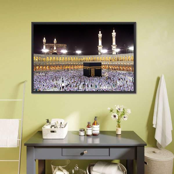 Night View Of Holy Kaaba Canvas Wall Art-3 Horizontal-Gallery Wrap-25" x 16"-Tiaracle
