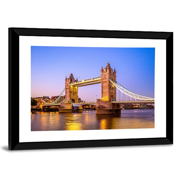 Night View Of Tower Bridge Canvas Wall Art-5 Horizontal-Gallery Wrap-22" x 12"-Tiaracle