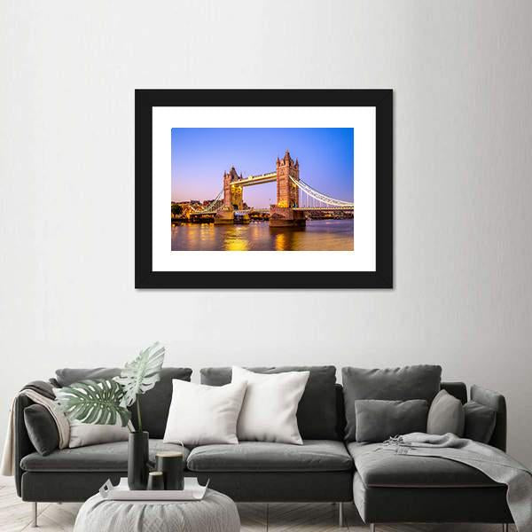 Night View Of Tower Bridge Canvas Wall Art-5 Horizontal-Gallery Wrap-22" x 12"-Tiaracle