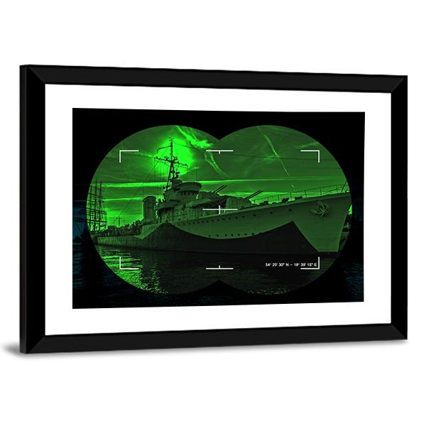 Night Vision Watching Warship Canvas Wall Art-5 Horizontal-Gallery Wrap-22" x 12"-Tiaracle