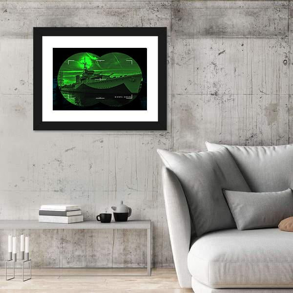 Night Vision Watching Warship Canvas Wall Art-5 Horizontal-Gallery Wrap-22" x 12"-Tiaracle