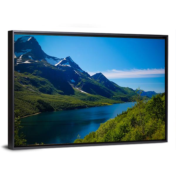 Nordfjorden & Svartisen Glacier Canvas Wall Art-5 Horizontal-Gallery Wrap-22" x 12"-Tiaracle
