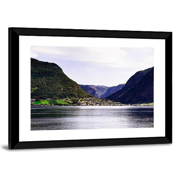 Nordic Landscape With Norwegian Fjord Canvas Wall Art-5 Horizontal-Gallery Wrap-22" x 12"-Tiaracle