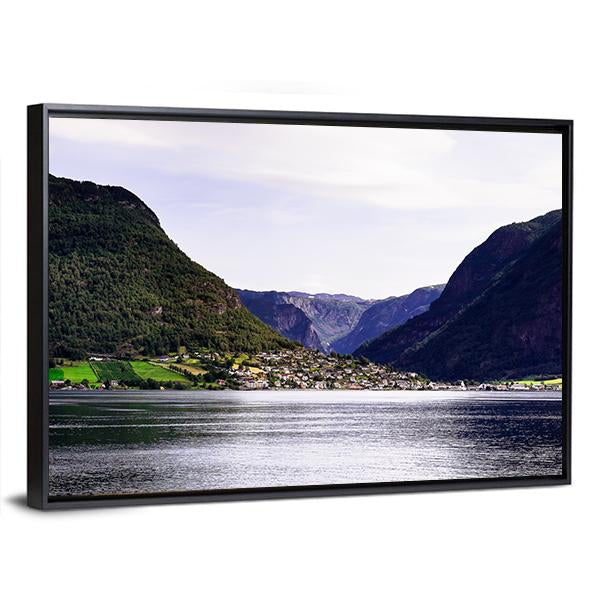 Nordic Landscape With Norwegian Fjord Canvas Wall Art-5 Horizontal-Gallery Wrap-22" x 12"-Tiaracle