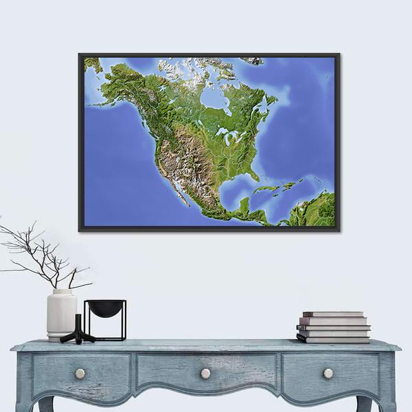 North &amp; Central America Canvas Wall Art-1 Piece-Floating Frame-24" x 16"-Tiaracle