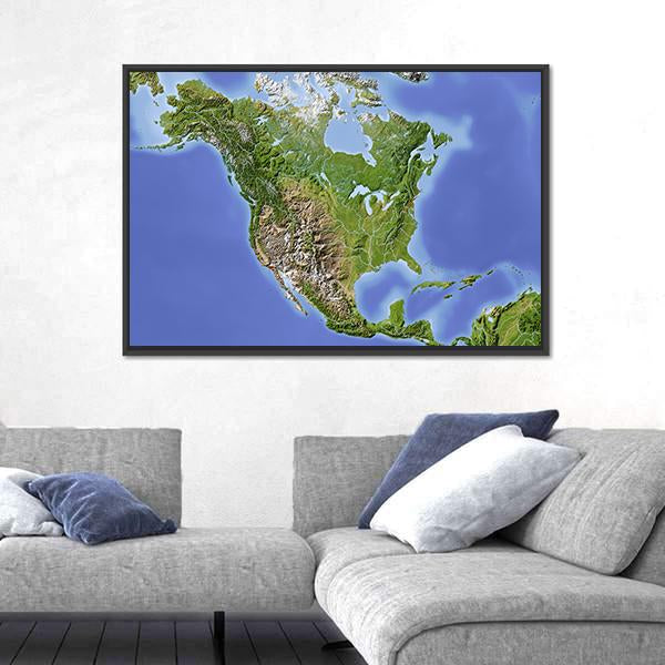 North & Central America Canvas Wall Art-5 Horizontal-Gallery Wrap-22" x 12"-Tiaracle