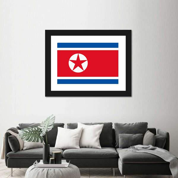 North Korea Flag Canvas Wall Art-5 Horizontal-Gallery Wrap-22" x 12"-Tiaracle
