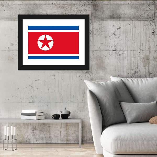 North Korea Flag Canvas Wall Art-5 Horizontal-Gallery Wrap-22" x 12"-Tiaracle