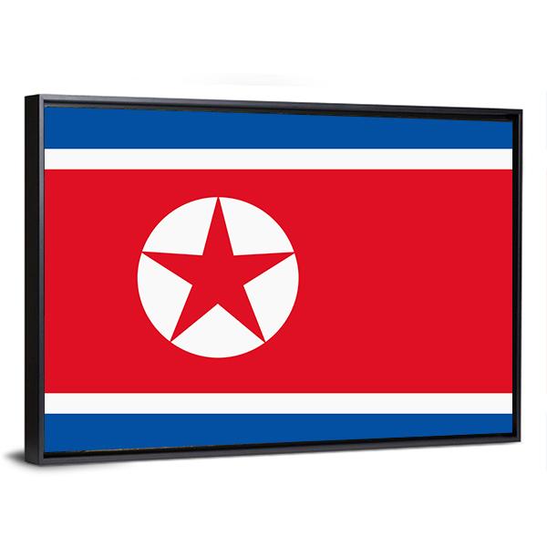 North Korea Flag Canvas Wall Art-5 Horizontal-Gallery Wrap-22" x 12"-Tiaracle