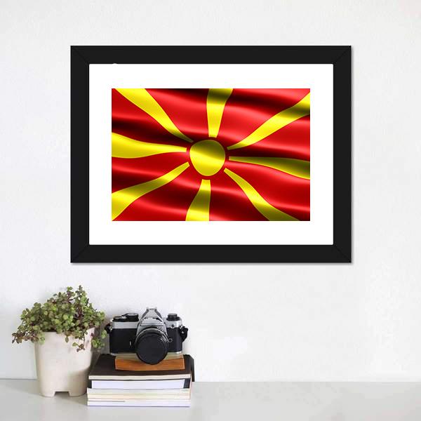 North Macedonia Flag Canvas Wall Art-1 Piece-Framed Print-20" x 16"-Tiaracle