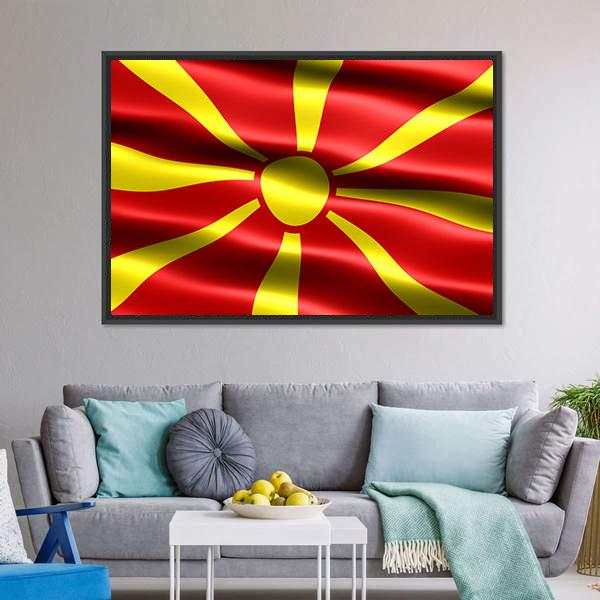 North Macedonia Flag Canvas Wall Art-5 Horizontal-Gallery Wrap-22" x 12"-Tiaracle