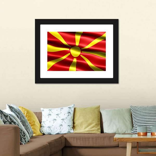 North Macedonia Flag Canvas Wall Art-5 Horizontal-Gallery Wrap-22" x 12"-Tiaracle