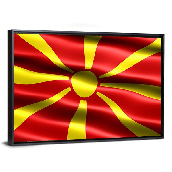 North Macedonia Flag Canvas Wall Art-5 Horizontal-Gallery Wrap-22" x 12"-Tiaracle