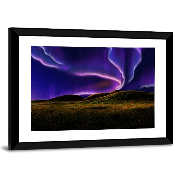 Northern Light On Silent Field Canvas Wall Art-5 Horizontal-Gallery Wrap-22" x 12"-Tiaracle