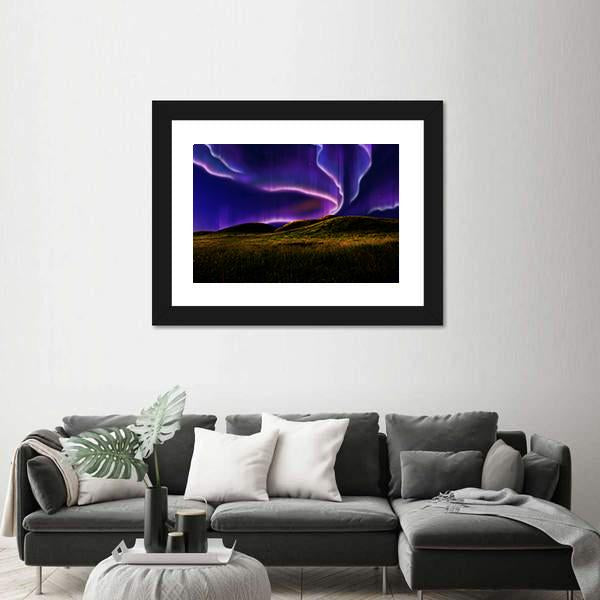 Northern Light On Silent Field Canvas Wall Art-5 Horizontal-Gallery Wrap-22" x 12"-Tiaracle