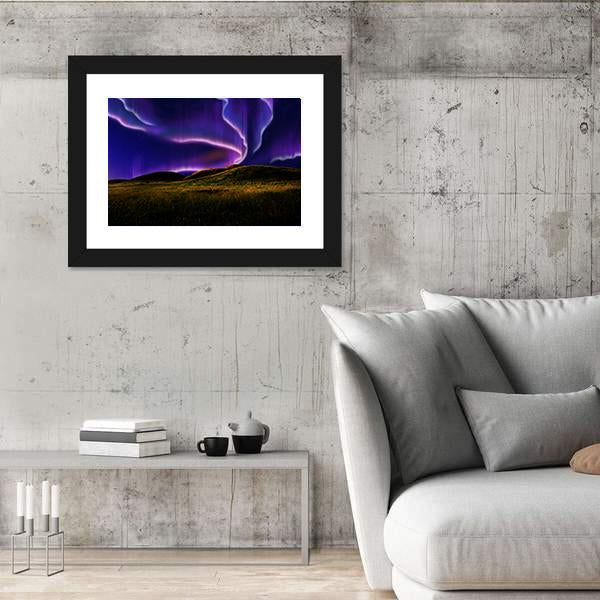 Northern Light On Silent Field Canvas Wall Art-5 Horizontal-Gallery Wrap-22" x 12"-Tiaracle