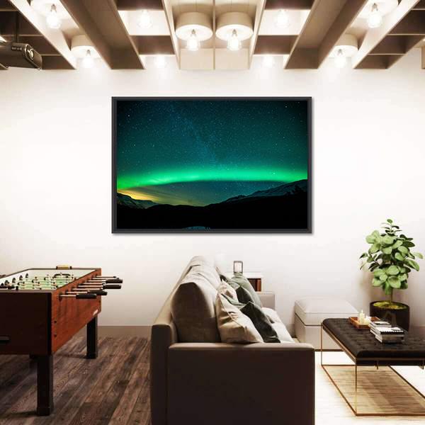 Northern Lights Arc Sweden Canvas Wall Art-5 Horizontal-Gallery Wrap-22" x 12"-Tiaracle