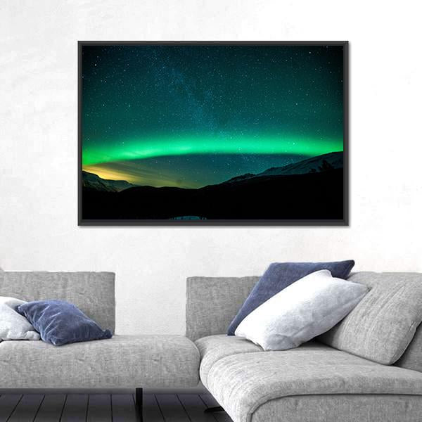 Northern Lights Arc Sweden Canvas Wall Art-5 Horizontal-Gallery Wrap-22" x 12"-Tiaracle