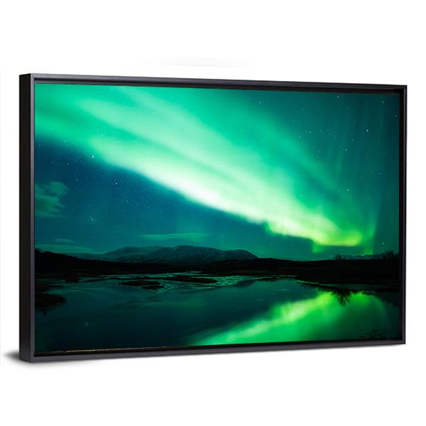 Northern Lights (Aurora Borealis) Canvas Wall Art-3 Horizontal-Gallery Wrap-25" x 16"-Tiaracle