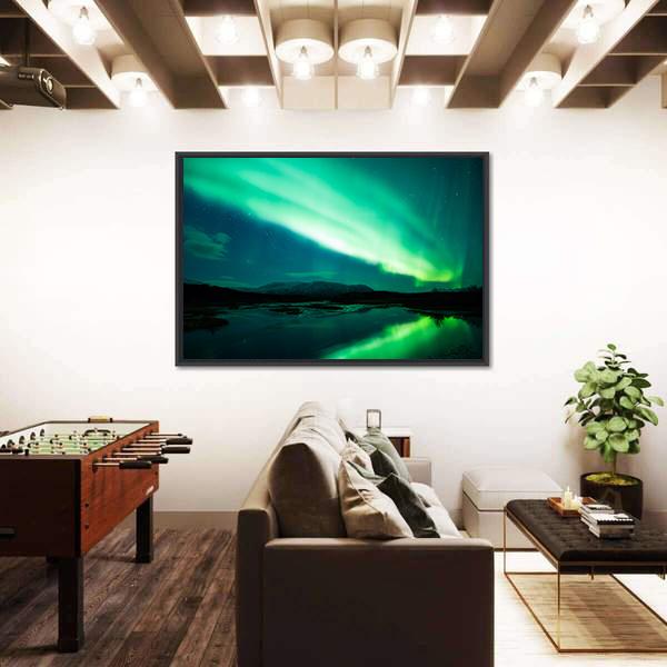 Northern Lights (Aurora Borealis) Canvas Wall Art-3 Horizontal-Gallery Wrap-25" x 16"-Tiaracle