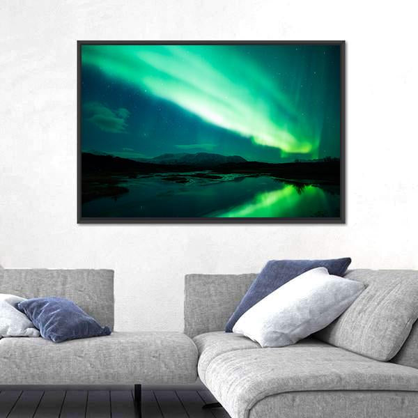 Northern Lights (Aurora Borealis) Canvas Wall Art-3 Horizontal-Gallery Wrap-25" x 16"-Tiaracle