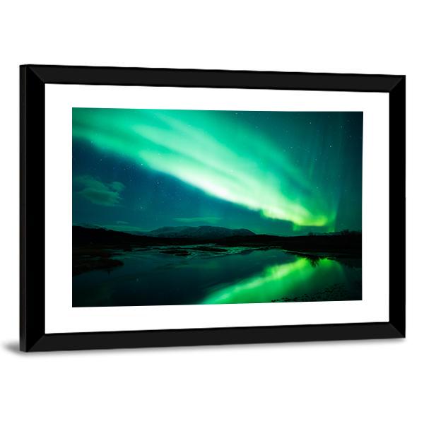 Northern Lights (Aurora Borealis) Canvas Wall Art-3 Horizontal-Gallery Wrap-25" x 16"-Tiaracle