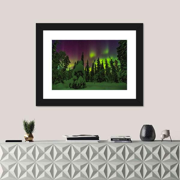 Northern Lights Finish Lapland Canvas Wall Art-1 Piece-Framed Print-20" x 16"-Tiaracle