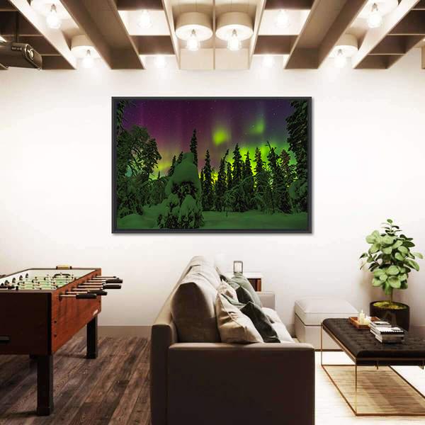 Northern Lights Finish Lapland Canvas Wall Art-5 Horizontal-Gallery Wrap-22" x 12"-Tiaracle