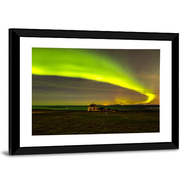Northern Lights In Iceland Canvas Wall Art-5 Horizontal-Gallery Wrap-22" x 12"-Tiaracle