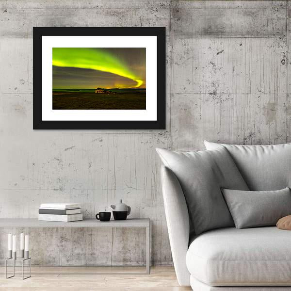 Northern Lights In Iceland Canvas Wall Art-5 Horizontal-Gallery Wrap-22" x 12"-Tiaracle