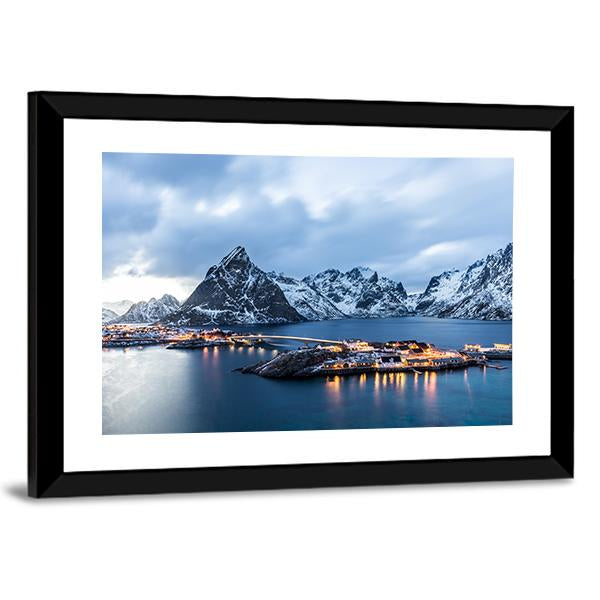 Norway At Blue Hour Canvas Wall Art-5 Horizontal-Gallery Wrap-22" x 12"-Tiaracle