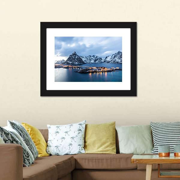 Norway At Blue Hour Canvas Wall Art-5 Horizontal-Gallery Wrap-22" x 12"-Tiaracle