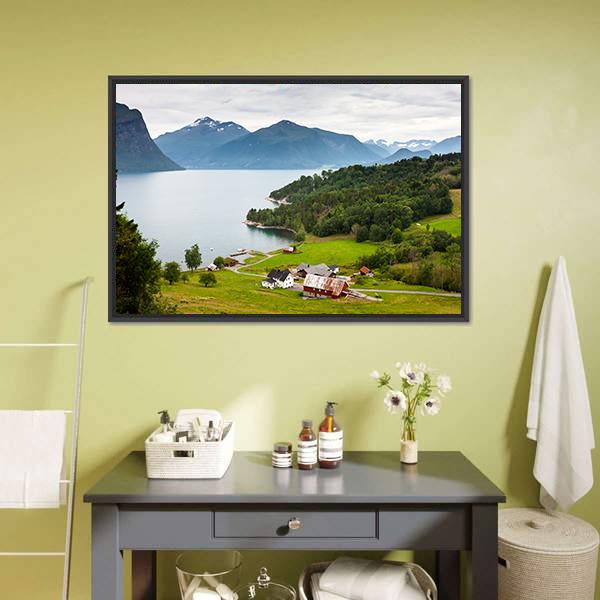 Norway Countryside Canvas Wall Art-1 Piece-Floating Frame-36" x 24"-Tiaracle