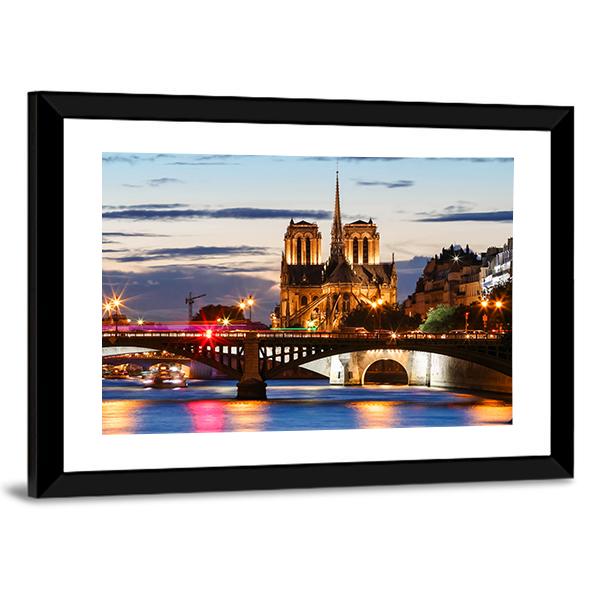 Notre Dame Cathedral Paris Canvas Wall Art-5 Horizontal-Gallery Wrap-22" x 12"-Tiaracle