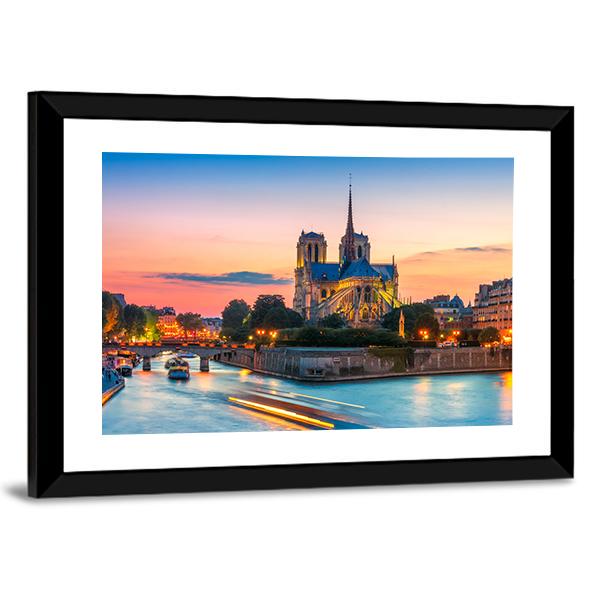 Notre Dame De Paris Canvas Wall Art-5 Horizontal-Gallery Wrap-22" x 12"-Tiaracle