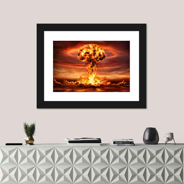 Nuclear Bomb Explosion Canvas Wall Art-1 Piece-Framed Print-20" x 16"-Tiaracle