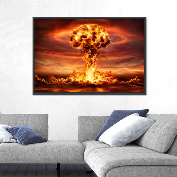 Nuclear Bomb Explosion Canvas Wall Art-5 Horizontal-Gallery Wrap-22" x 12"-Tiaracle